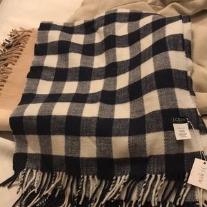 J Crew blue and white gingham scarf